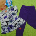 setelan baju bayi perempuan cewek 0-12bulan plus legging motif flower purple