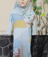 PALING MURAH Baju Muslim Gamis Aisyah Anak Bayi Perempuan 3-4th Plus Hijab blue pastel 49 Lebar Dada 31cm, Panjang 68cm